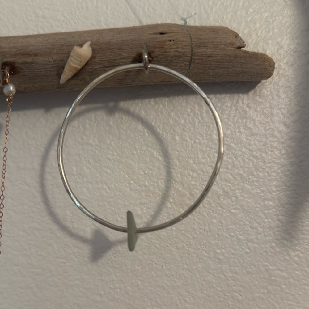 Silver Sea Glass Bangle Bracelet